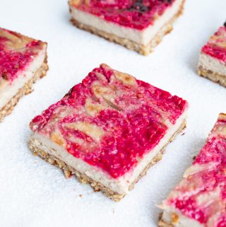 Raspberry Swirl Cheesecake Bars - Naturally-Sweetened