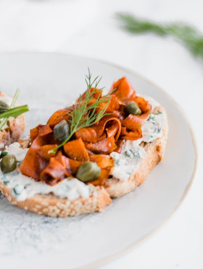 vegan carrot lox toast